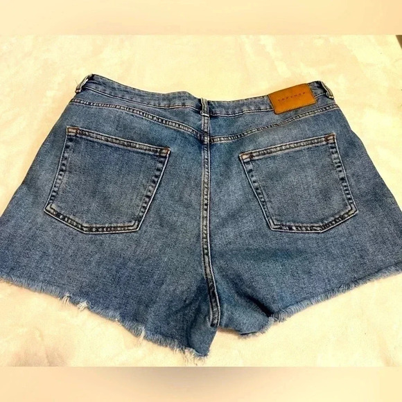 TOPSHOP mom blue Jean denimshorts frayed edges US women’s  14 - Picture 6 of 9
